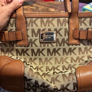 Michael Kors Tan and Brown Signature Handbag